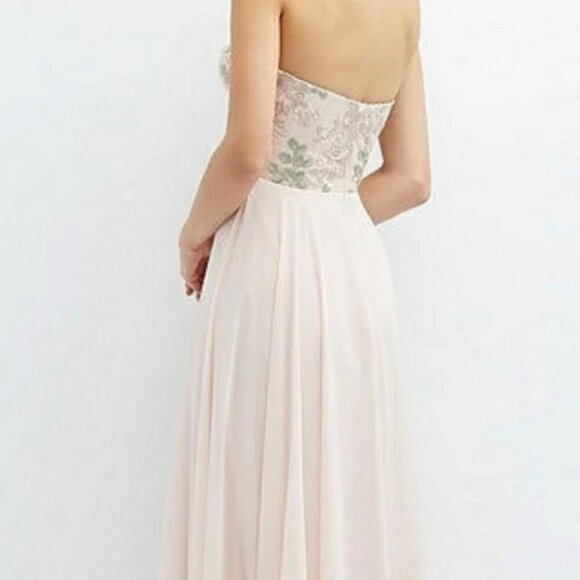 Dessy Collection Blush Pink Strapless Floral Emroidered Gown - Picture 5 of 7